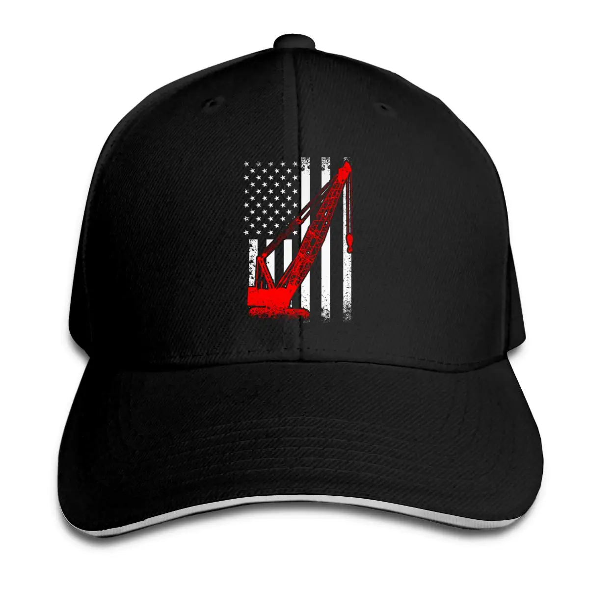 Crane Us Flag Men's Baseball Caps Adjustable Peaked Sandwich Dad Hats Black |