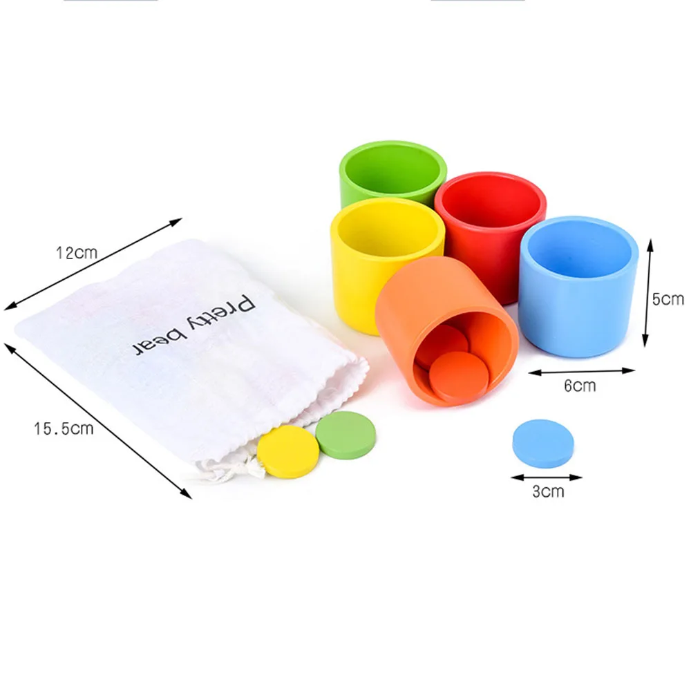  Wooden Color Classification Matching Cup Toys Kids Color Early Learning Educational Toy Wooden Toys