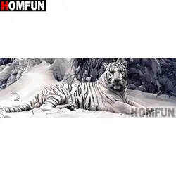 HOMFUN 5D DIY Алмазная картина полный квадратный/круглый дрель "животное, белый тигр" 3D вышивка крестиком подарок домашний декор A27191