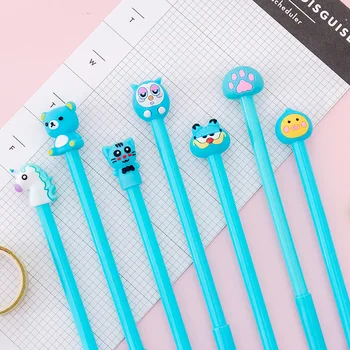 

50PCS Student Gel Pens Girl Heart Blue Signature Pen Office Black Stationery Pen Kawaii School Supplies