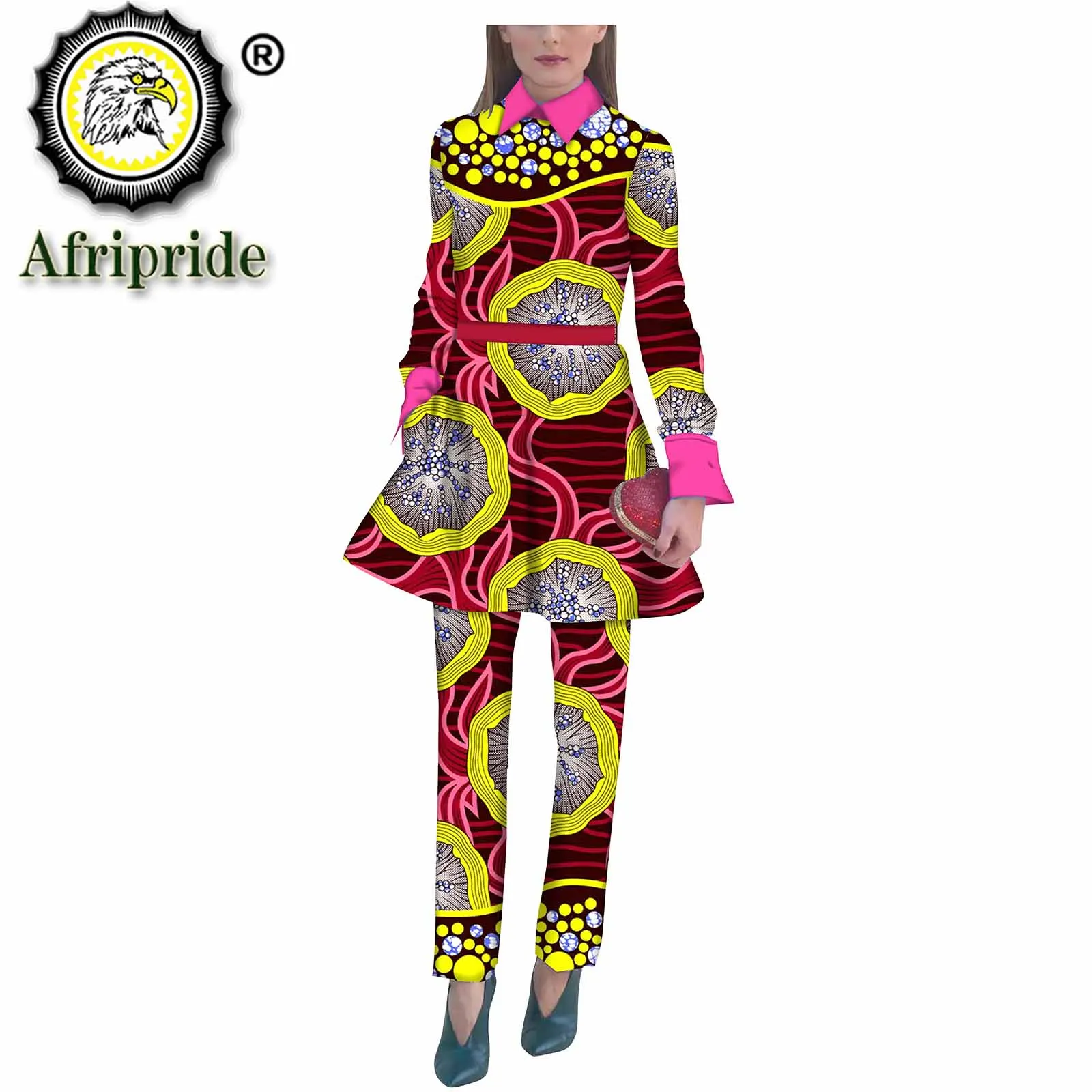 Africa Style Waist Belt Suits for Women Blazers Jackets Two Piece Set Top and Pants Dashiki African Women Clothing S1826009 mamelicce dove of peace print blazers unisex yohji style men homme casual jackets owens blazers for man clothes for women s tops