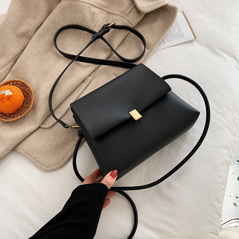 

Pure color PU female bag casual shoulder bag lady messenger bag luxury designer female bag daily travel lady bag