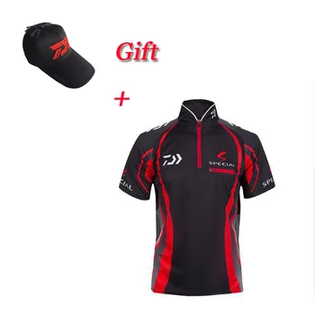 

Summer Quick Dry Breathable Fishing Shirt Short Sleeves Professional Hiking Cycling Sportwear Sunscreen Fishing Clothes Free Cap