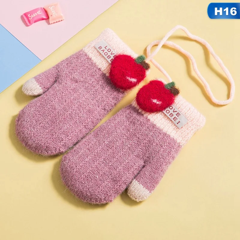 1 Pair Cute Cartoon Children Gloves Winter Autumn Warm Boys Girls Gloves Knitting Thicken Kids Full Finger Mittens 6-12 Year