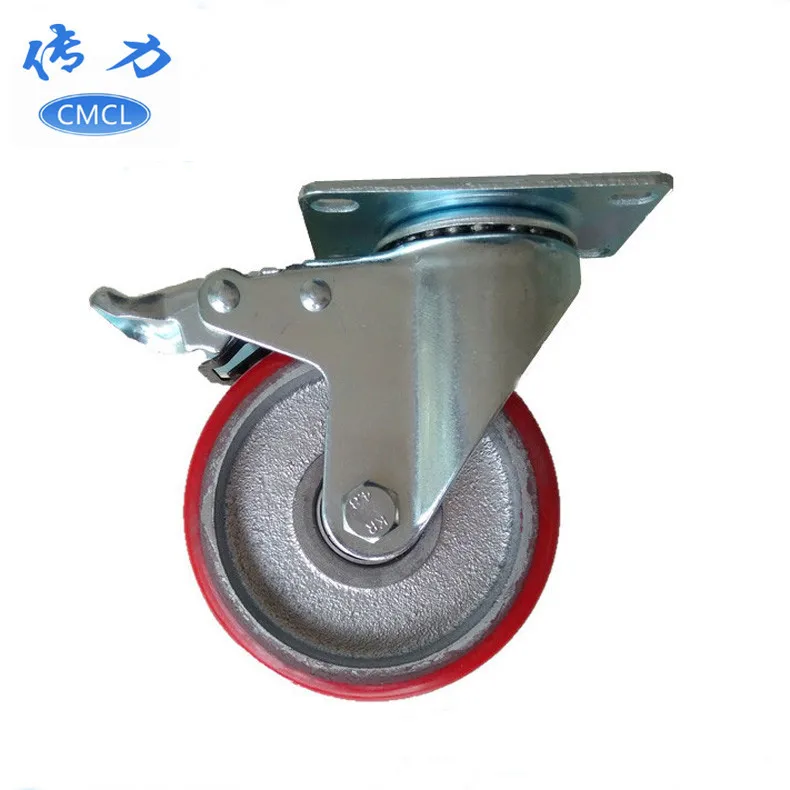 

1 Pcs 4-inch Caster Iron Core Polyurethane Medium-sized Flat Pu Wheel High-strength Wit Manufacturer's Direct Selling