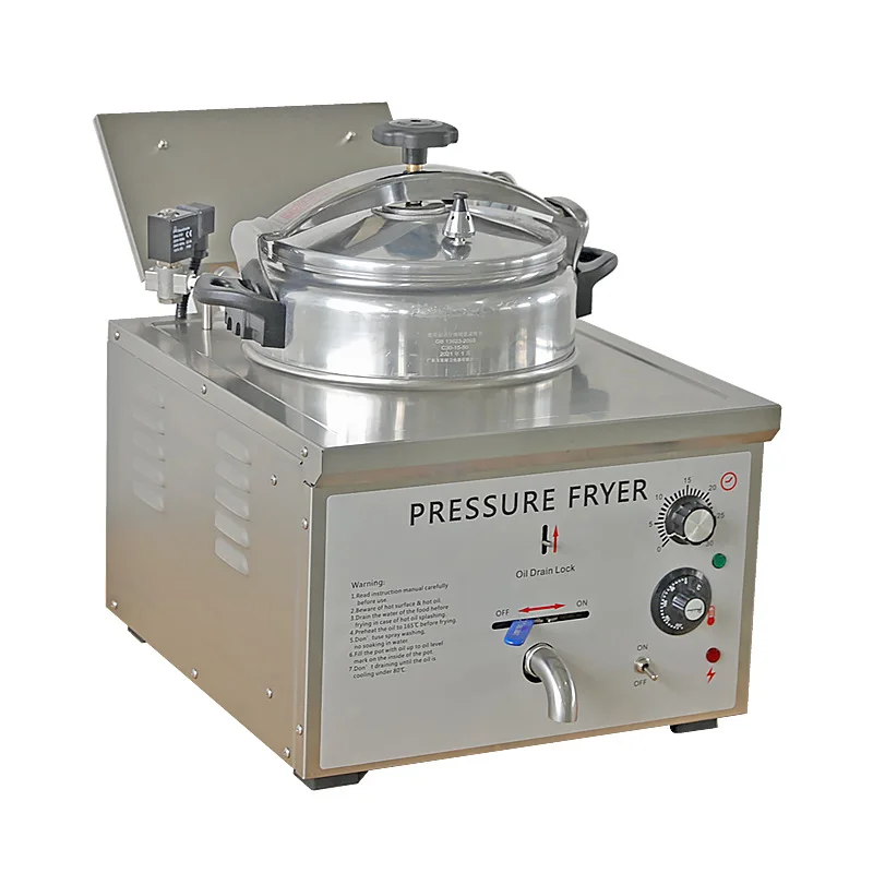 r 220V/3000W Electric Pressure Fryer with Constant Temperature Food Oven Fryer YXDT-16 Desktop Single Cylinder Frye