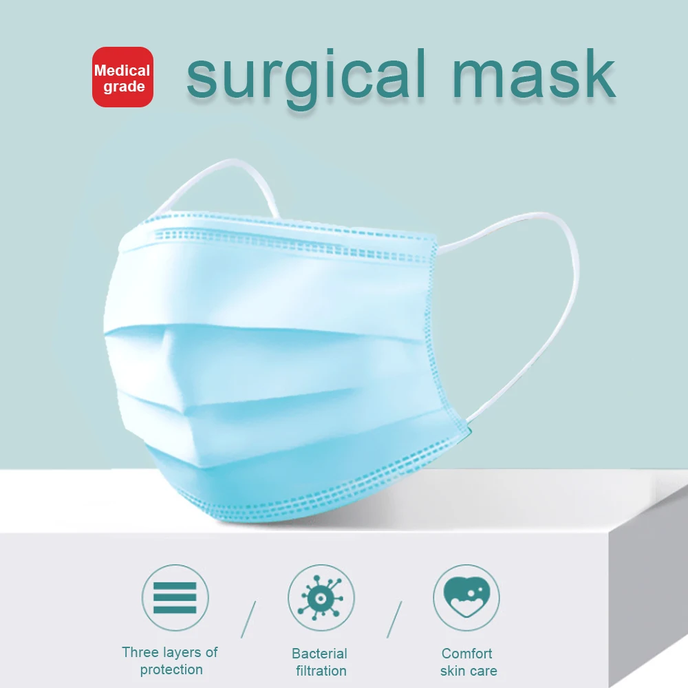 

20/30/50pc/lot Surgery Disposable Face Mask Adult Three Layer Non-woven Fabrics Disposable Mask Anti Virus Nonwoven Face Mask