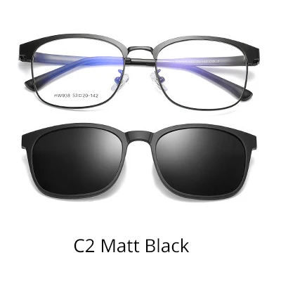 C2 Matt Black Tony Stark поляризованные солнцезащитные очки с магнитным зажимом, очки по рецепту, очки для близорукости, мужские очки для вождения, оптические очки Z938 - Цвет линз: C2 Matt Black