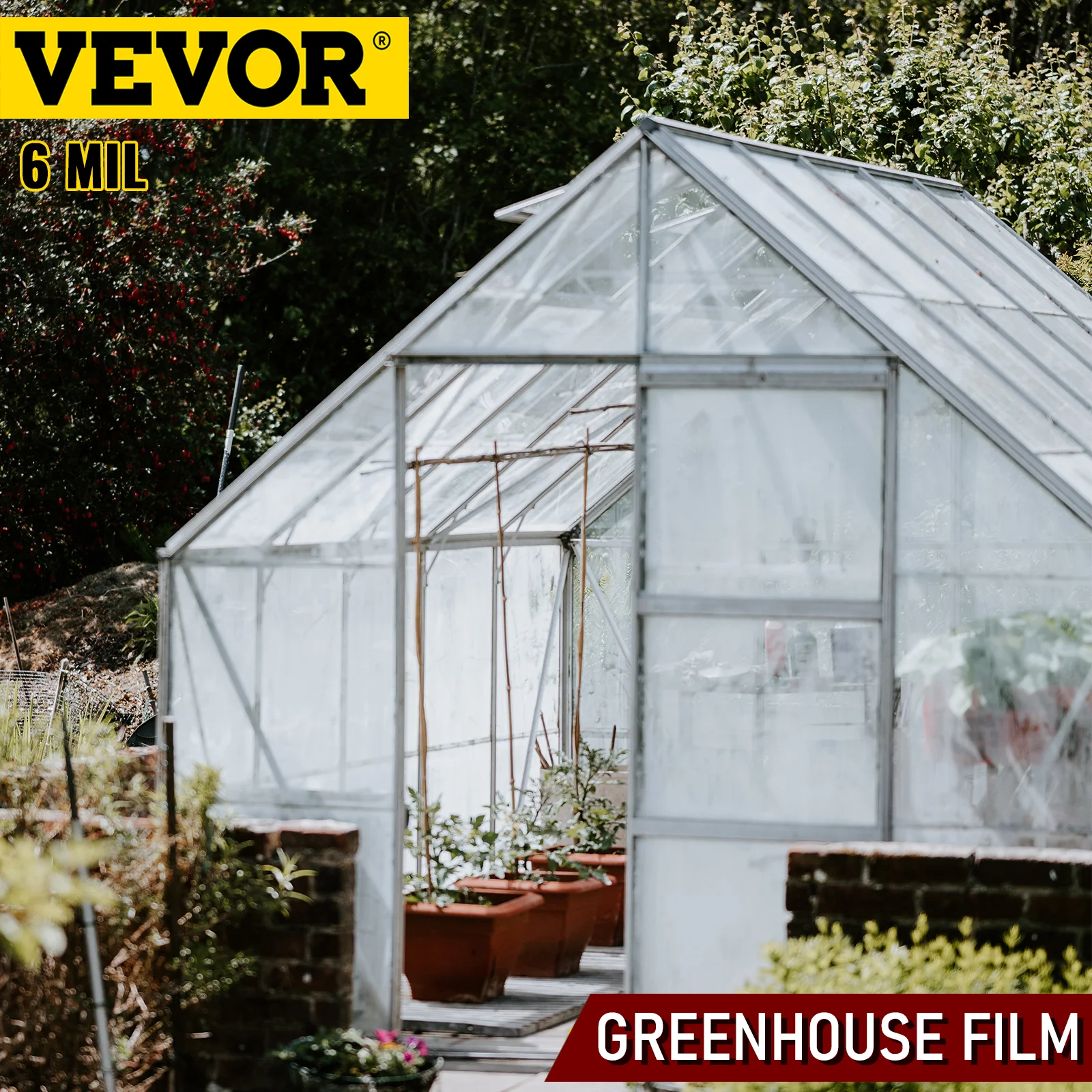 VEVOR Greenhouse Film Greenhouse Polyethylene Film 8x25 ft 6 Mil Plastic Cover 