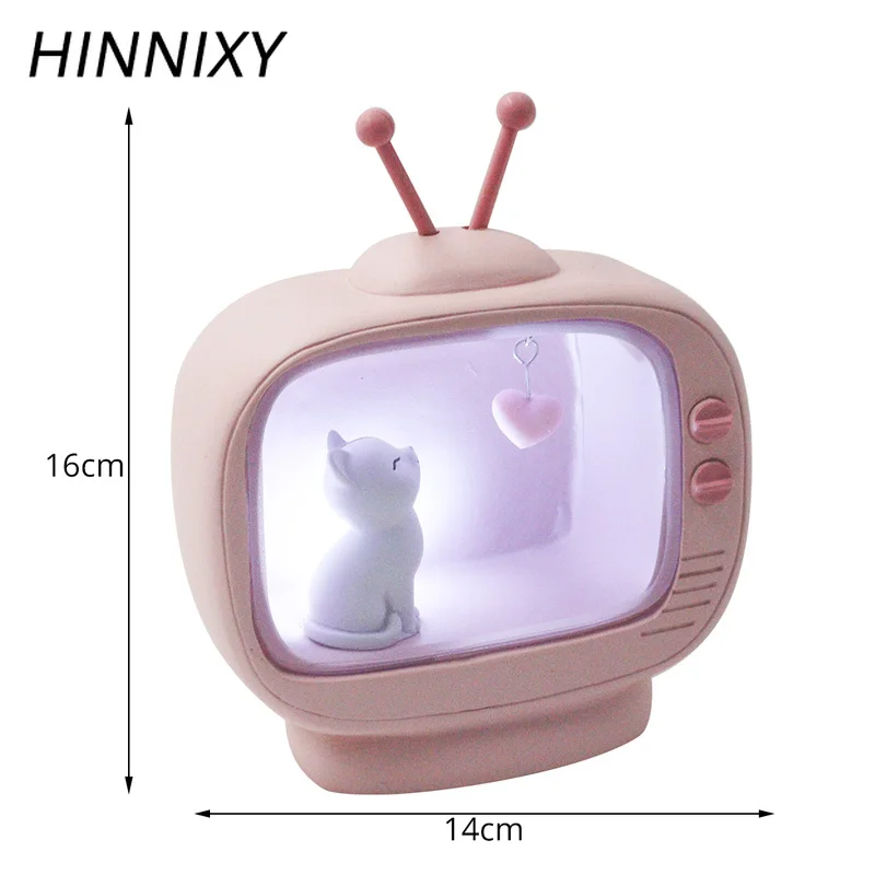 Hinnixy Animal Resin Night Light TV Cat Unicorn Table Lamp Baby Birthday Gift Girls Children Bedroom Decor Luminaria Ornaments