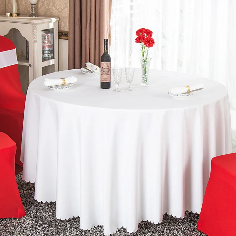 

Restaurant White Round Tablecloth Polyester Solid Plain Table Cover for Hotel Banquet Restaurant Home Decor