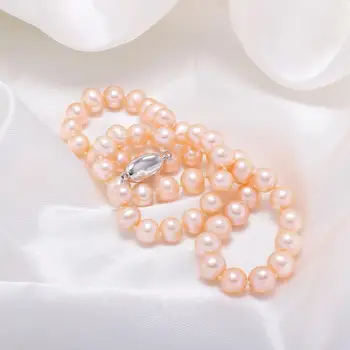 

2020 new hot-selling jewelry 8-9mm potato-shaped pearl necklace two-color length 45cm personalized gift