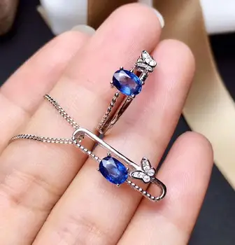 

Real Natural Sapphire jewelry set Natural Real Sapphire 925 sterling silver 1pc pendant,1pc ring