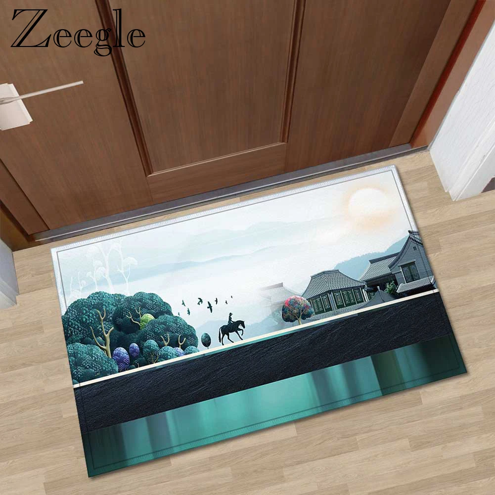 Zeegle 3D пейзаж коврик с рисунком для входная дверь Non-slip Кухня дверной украшение