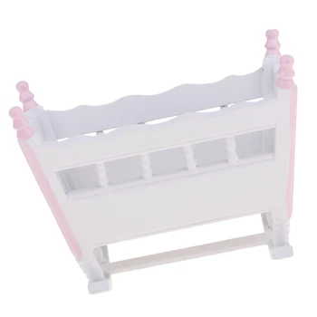 

Mini Baby Room Wooden Rocking Bed For 1/12 Dollhouse Furniture