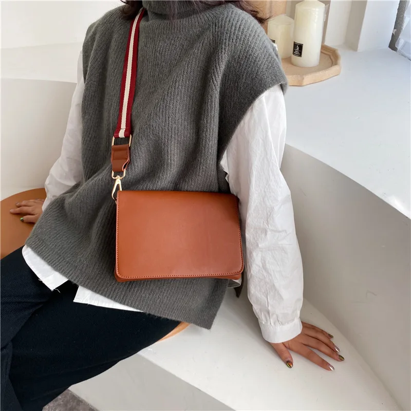 

INS Elegant WOMEN'S Bag 2019 New Style Korean-style Versitile Fashion Solid Color Square Sling Bag Broadband Shoulder Bag