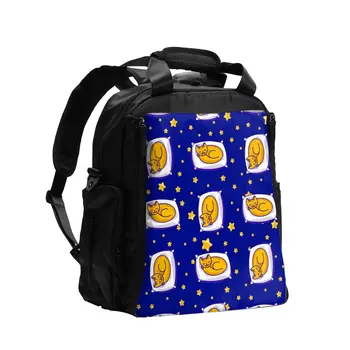 

Diaper Bag Cute Sleeping Ginger Cat And Stars On Clear Sky Backpack Baby Large Capacity Diaper Bag Mummy Travel Bag