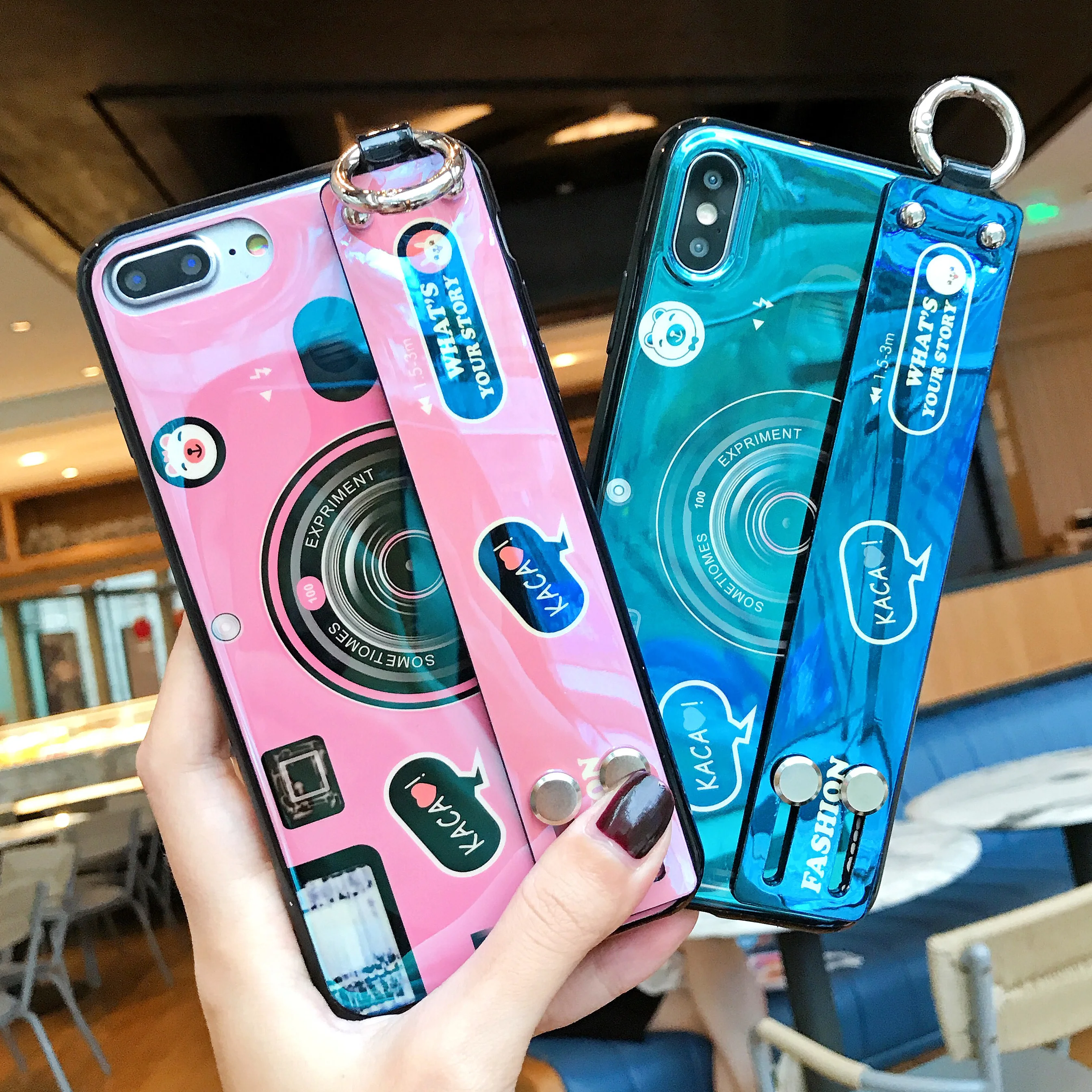 

For Huawei Honor 9 10 Lite Case Retro Camera 3D Wrist Strap Stand Holder Phone Case For Huawei Honor 20 7A 7C 7X 8C 8X V10 V20