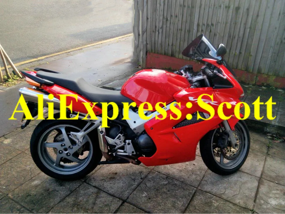 혼다 VFR800 용 사출 금형 페어링 키트, 02 03 04 05 06 VFR 800 2002 2004 2005 2006 ABS 핫 레드 페어링 세트 + 선물용 HH02