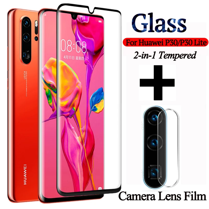 2 в 1 Защитное стекло для huawei P30 lite Pro Полное задней камеры Защитная пленка P 30