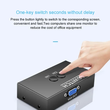 

Practical 2 VGA Input Device 1080P HD VGA Splitter 2 In 1 Out VGA Splitter Long-Distance Transmission For PC Monitor Accessories