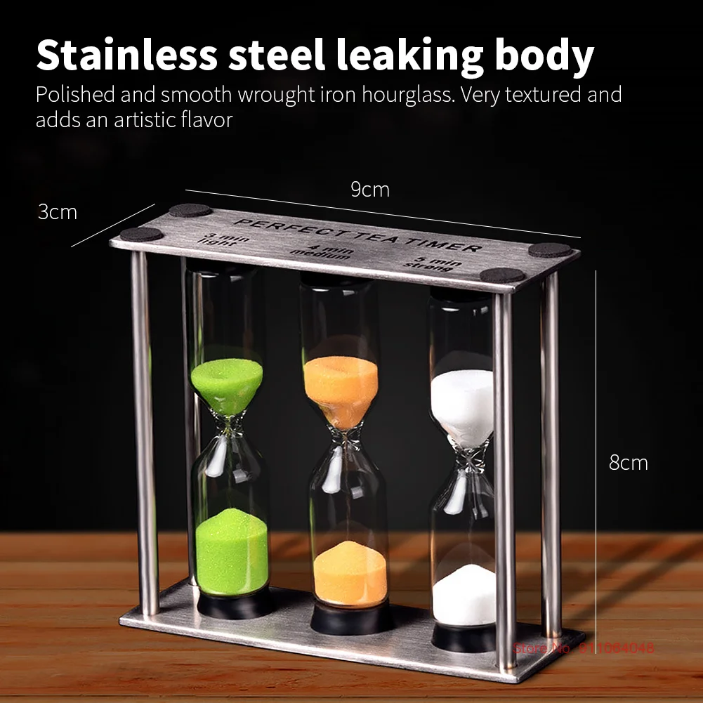 Stainless Steel 3 In 1 Metal Hourglass 3/4/5 Minutes Kids Brushing Timer Desk Accessories Sandglass