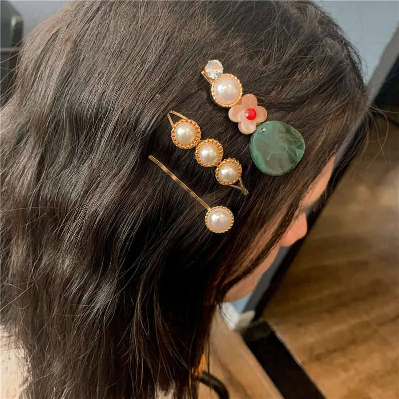 3 шт./компл. модные корейские Металлические шпильки для волос имитация жемчуга