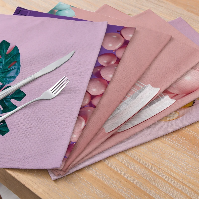 

TTLIFE Plant Printed Placemat Waterproof Polyester Drink Coasters Table Mat Kitchen Decoration Accessories for Wedding Party