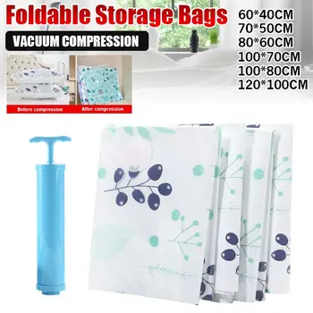 

1 Pc Foldable Storage Bag Compression Air Pumping Vacuum Storage Bag Large Capacity Debris Clothing Quilt Bag Random Hand Pump