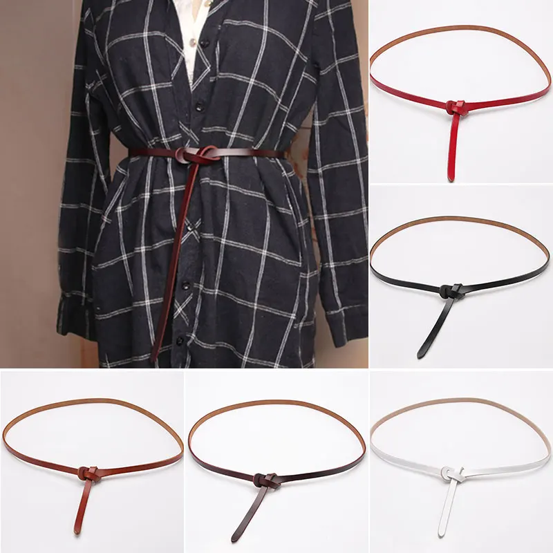 Ремень женский из искусственной кожи с бантом тонкий красный ремень без пряжки