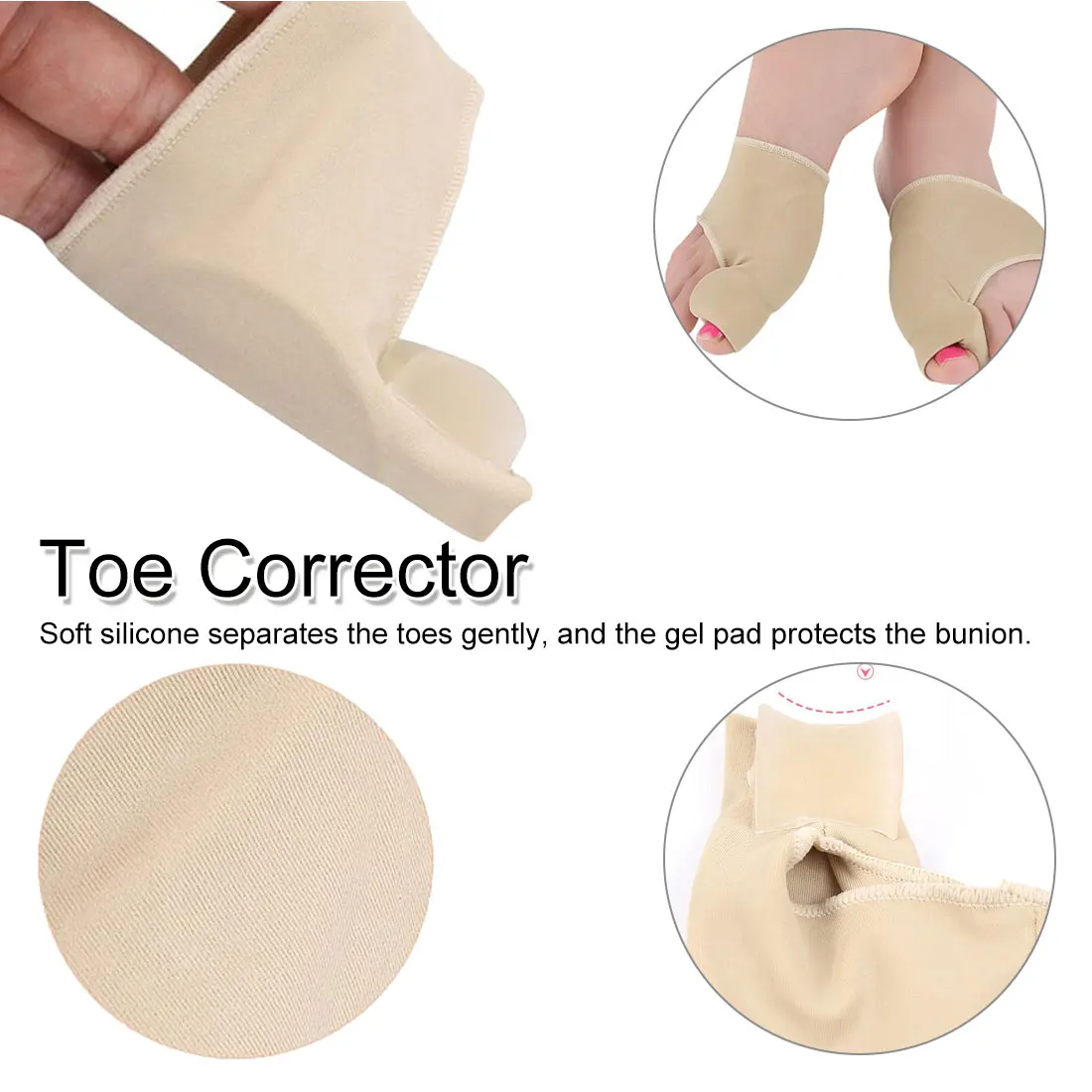 

1pair Comfortable Soft Bunion Protector Toe Straightener Silicone Toe Separator Corrector Toe Separator thumb valgus corrector