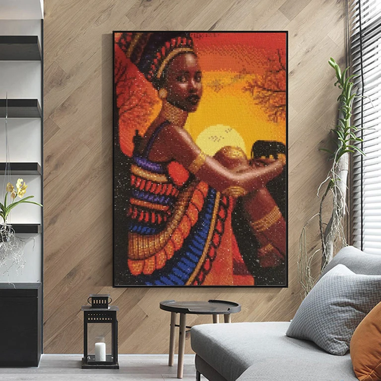 5D Full Diamond Painting African Woman Rhinestones Diamond Embroidery Cross Stitch Portrait Mosaic Decortion