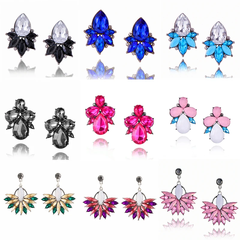

2019 New Korean Crystal Earrings Colorful Retro Crystal Drop Earrings Women's Flowers Bohemian Earrings Wedding Jewelry Wholesal