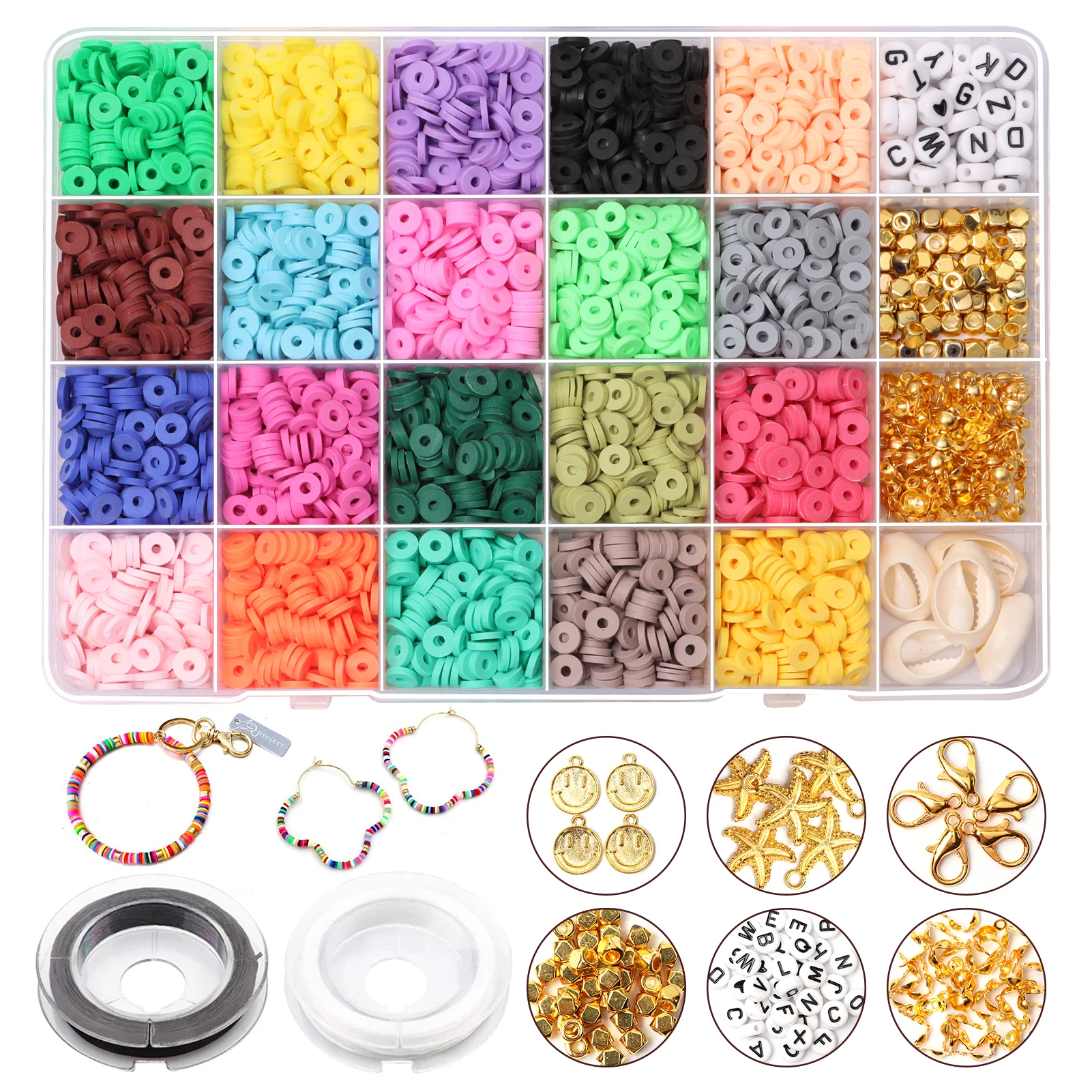 Flat Round Polymer Clay Beads Kit Chip Disk Loose Spacer Handmade For DIY Jewelry Making Bracelets Pendant 3600Pcs/Lot | Украшения и
