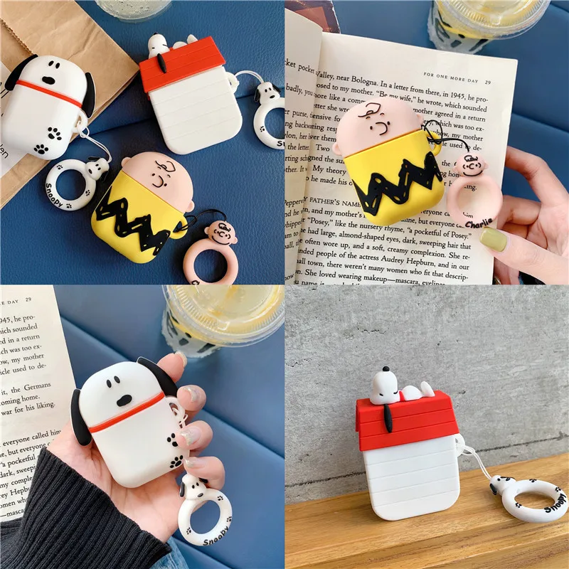 Bluetooth Wireless Headphone Case 3D Cute Cartoon Charlie Brown Peanuts Silicone Earphone Cover For Airpods Charging Box Cases