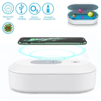 

15W phone Sanitizer Box fast wireless charger Portable cell Phone UV sterilizer Aromatherapy Function Disinfector Phone Cleaner
