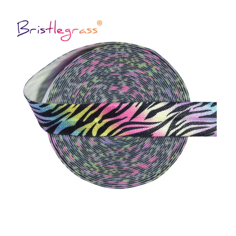 BRISTLEGRASS 2 5 10 Yard 5/8" 15mm Lace Crown Leopard Animal Print Fold Over Elastics FOE Spandex Band Tape Hair Tie Sewing Trim