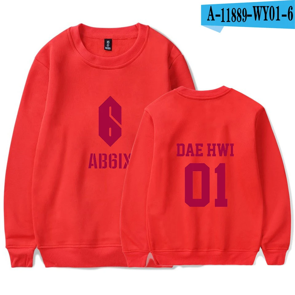 Kpop AB6IX толстовка с круглым вырезом Женская Новая модная белая толстовка женская K pop толстовка с круглым вырезом Harajuku - Цвет: red