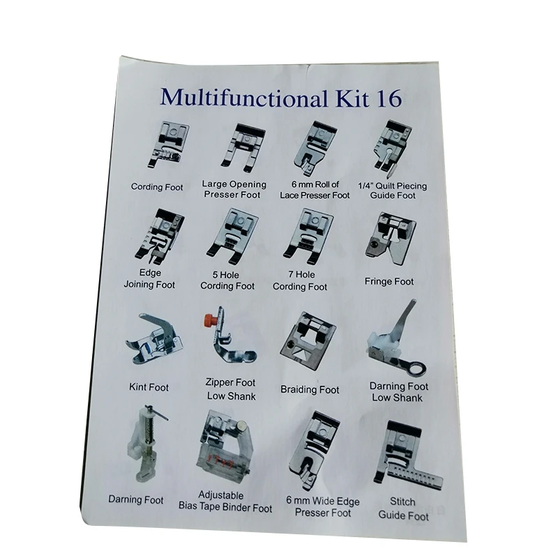 16Pcs Household Sewing Machine Presser Foot Multi-Function Sewing Accessories Common Presser Set Combination