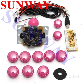 

DIY Handle 8 Way Arcade Joystick Kits 5 Pin 24mm/30mm Push Button Replacement Arcade Set Cable USB Encoder To PC Joystick Games