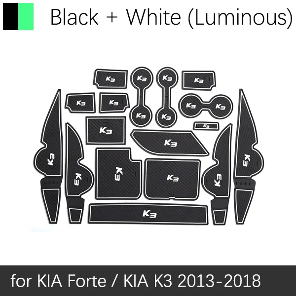 White Luminous Противоскользящая резиновая подушка для дверных чашек для KIA Forte YD 2013~ K3 Cerato Groove коврик интерьерные автомобильные аксессуары - Color Name: White Luminous