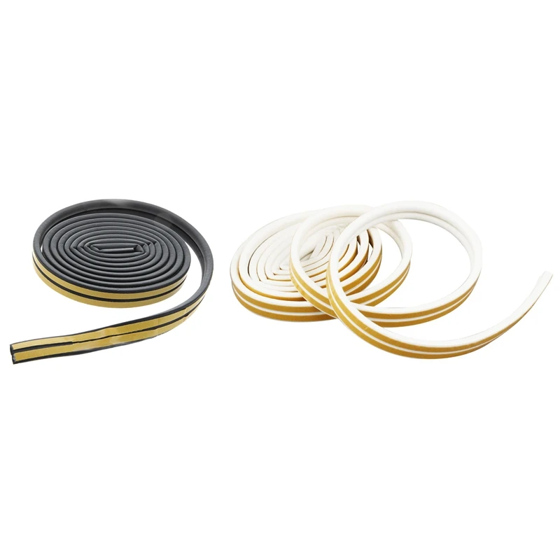 

2 Pcs D-Type Adhesive Seal Windows 5M PVC Hood, Black & White
