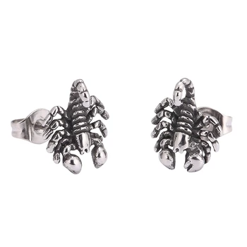 

1 Pair Silver Color Stainless Steel Scorpion Stud Earring Animal Punk Earrings for Men Women Halloween Party Jewelry SP0678