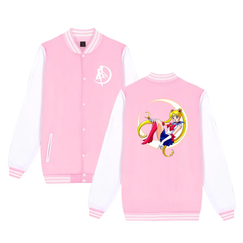 916-sailor moon-8 Модные детские куртки для девочек с принтом Сейлор Мун; Kawaii; зимние пальто для девочек; Baesball Jackts; Осенние Топы с длинными рукавами для маленьких мальчиков - Цвет: 916-sailor moon-8