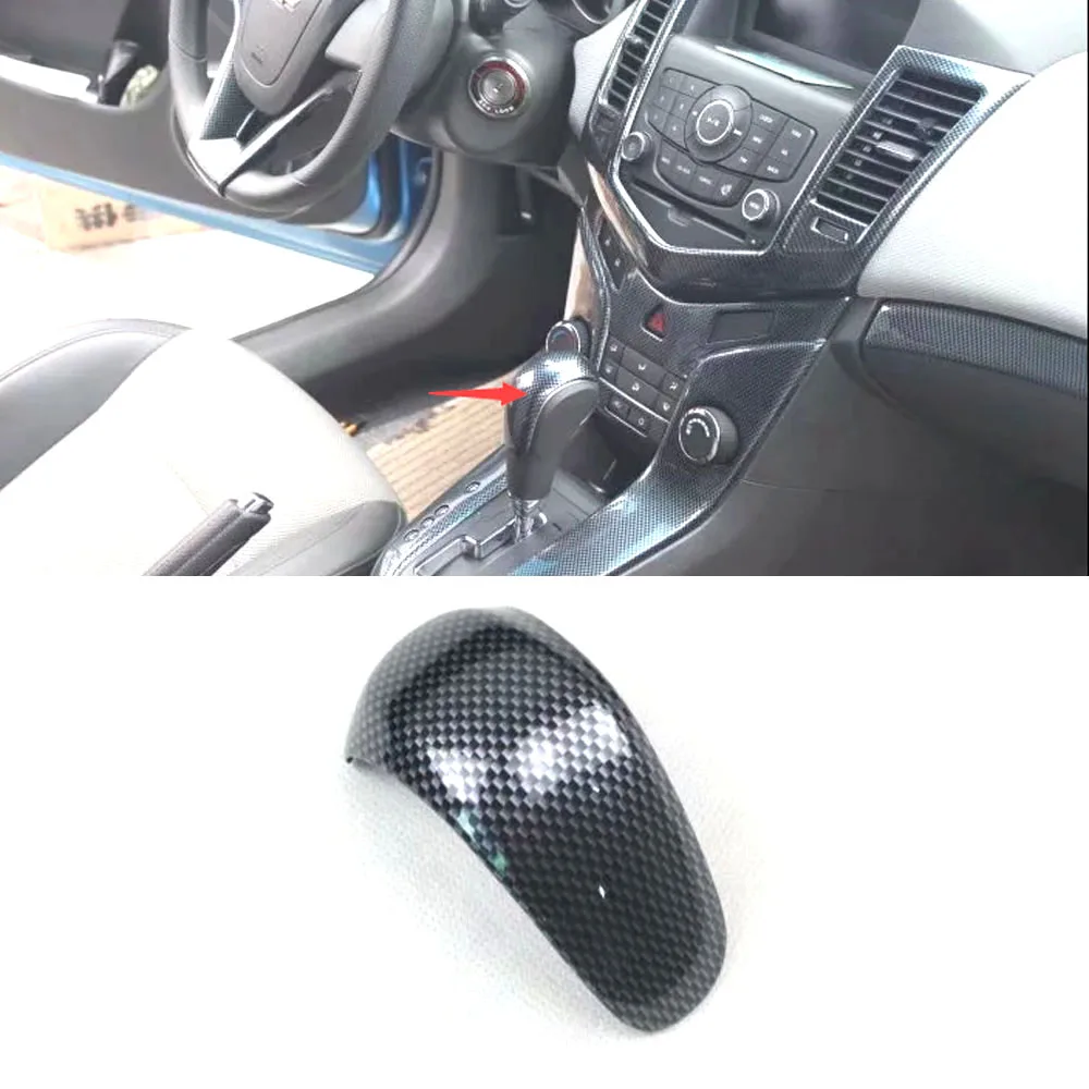 Carbon Fiber Black Для Chevrolet Cruze 2009-2013 на модели ручка переключения рулевого механизма автомобиля наклейка на голову крышка автомобиля отделка Стайлинг 4 цвета - Название цвета: Carbon Fiber Black
