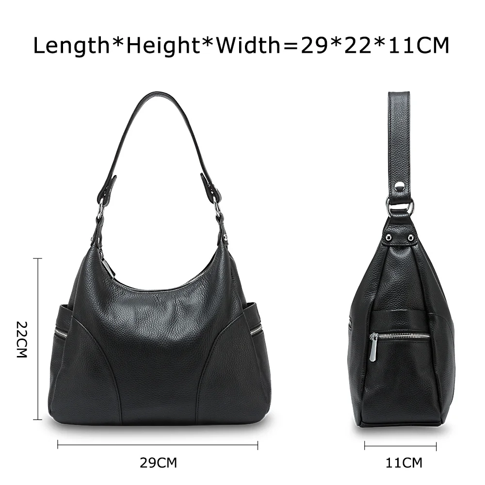 Zency 100% Genuine Leather Fashion Women Shoulder Bags High Quality Hobos Elegant Lady Tote Handbag Black Grey Crossbody Bags 5