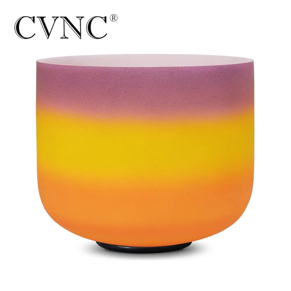 

CVNC 8/10/12" Note B Crown Chakra Frosted Quartz Crystal Singing Bowl with Outside Rainbow Color