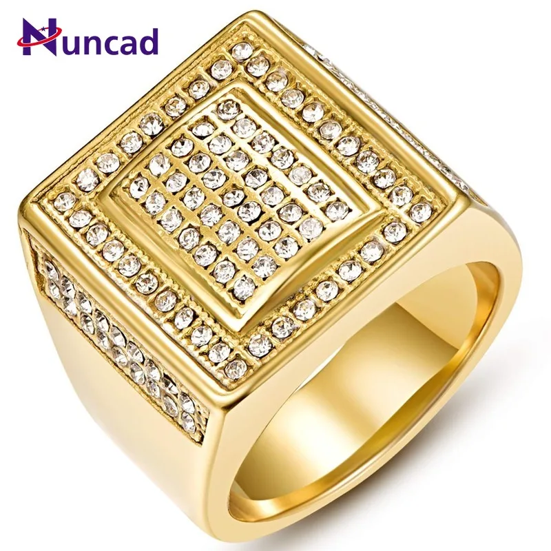 NUNCAD, мужское кольцо, позолота, нержавеющая сталь, кольцо, кубическая инкрустация цирконием, винтажное обручальное кольцо