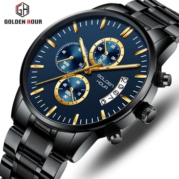 

New Design GOLEDNHOUR Men's Luxury Watch Top Brand Classic Wristwatch Casual Business Men Watch Waterproof Male Quartz Clock
