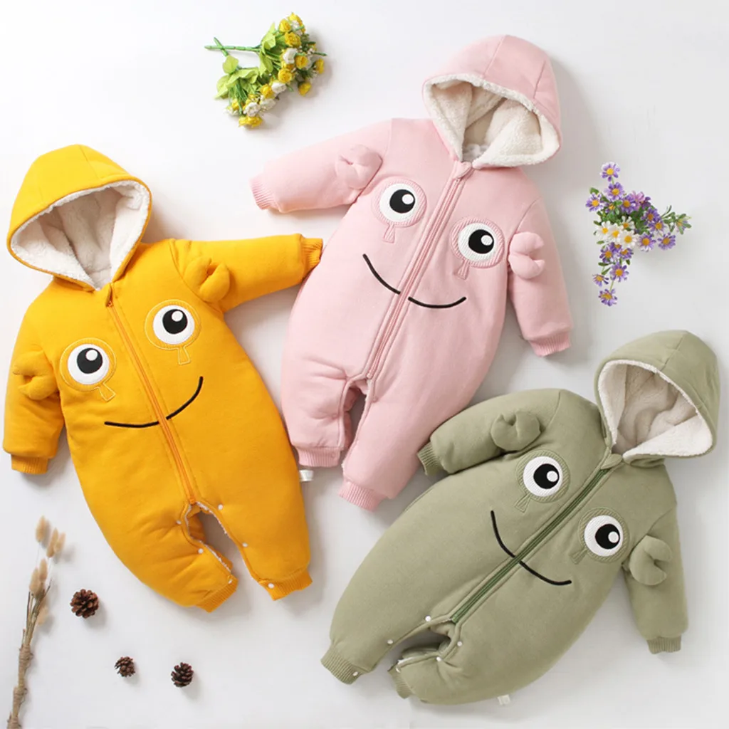 Зимняя теплая куртка с рисунком для маленьких девочек; плотный Снежный комбинезон на молнии с длинными рукавами для маленьких девочек; модное пальто с капюшоном; комбинезоны